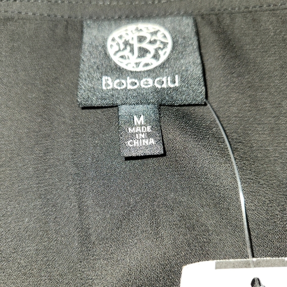 NWT Bobeau Black High Low Wrap Dress Size M Sheer Elbow Sleeves Classy Elegant - Picture 4 of 8